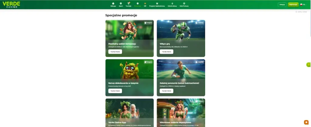 Bonusy i promocje w polskiej wersji Verde Casino
