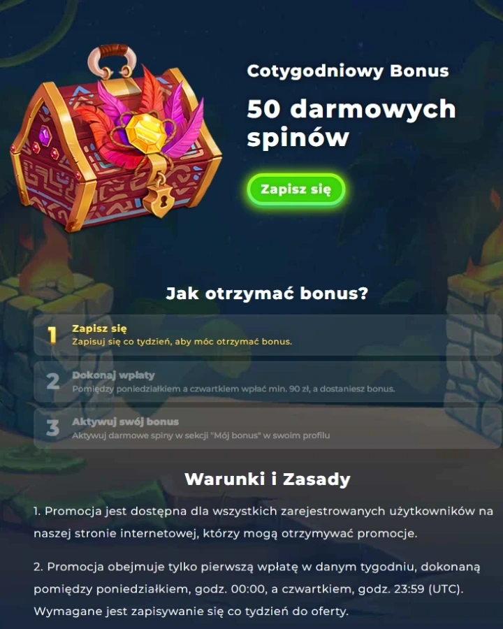 Bonus darmowych spinów Wazamba