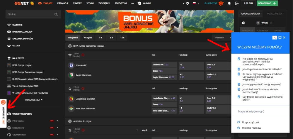 GGBet support dla graczy