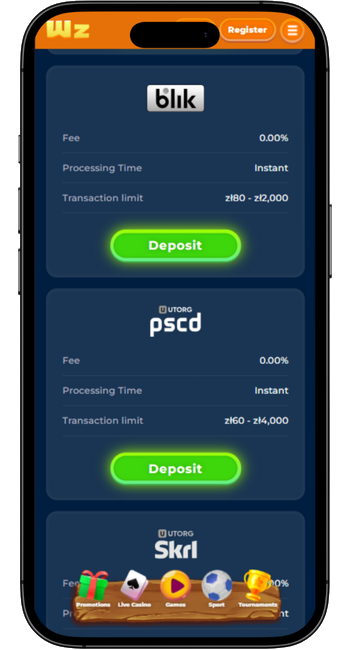 Wazamba Deposit PaySafeCard