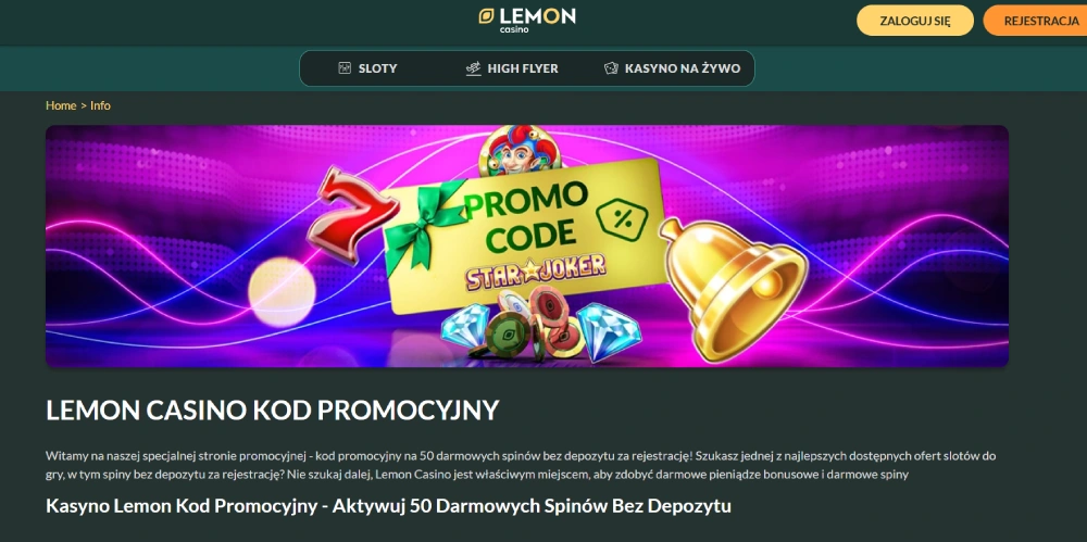 Najnowsze kody na darmowe spiny Lemon Casino