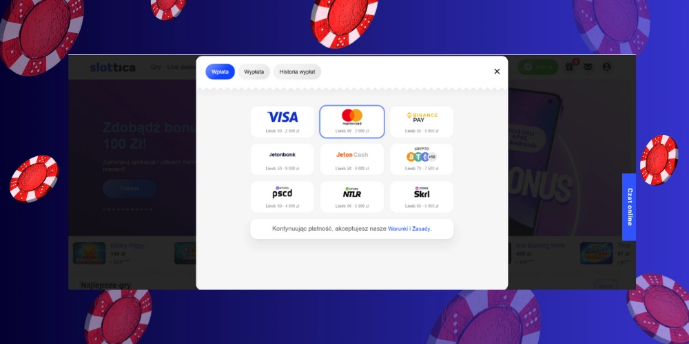 Slottica Casino z wygodnymi opcjami płatności