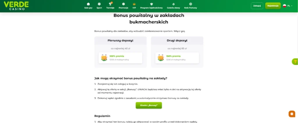 Bonus powitalny dla zakładów na sport