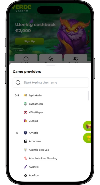 Dostawcy Verde Casino