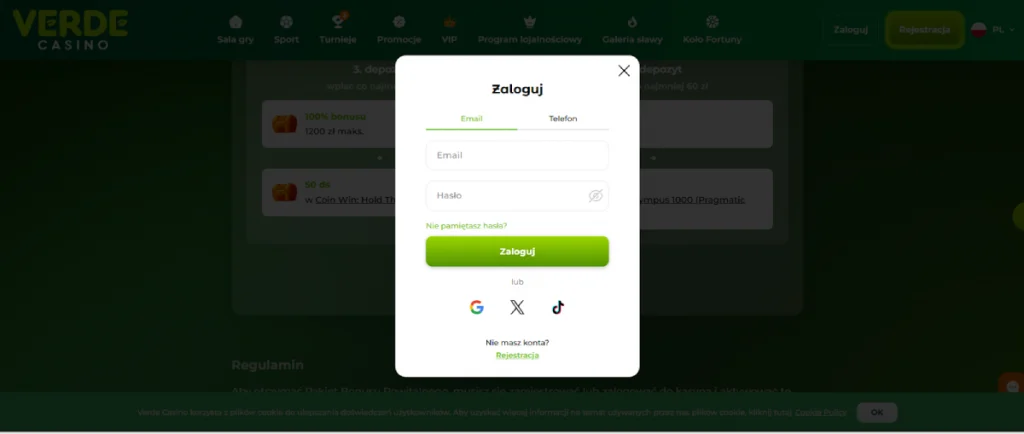 Jak zalogować się w kasynie Verde