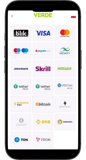 Płatności w Verde Casino