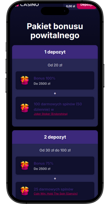 Premia powitalna w NV kasynie